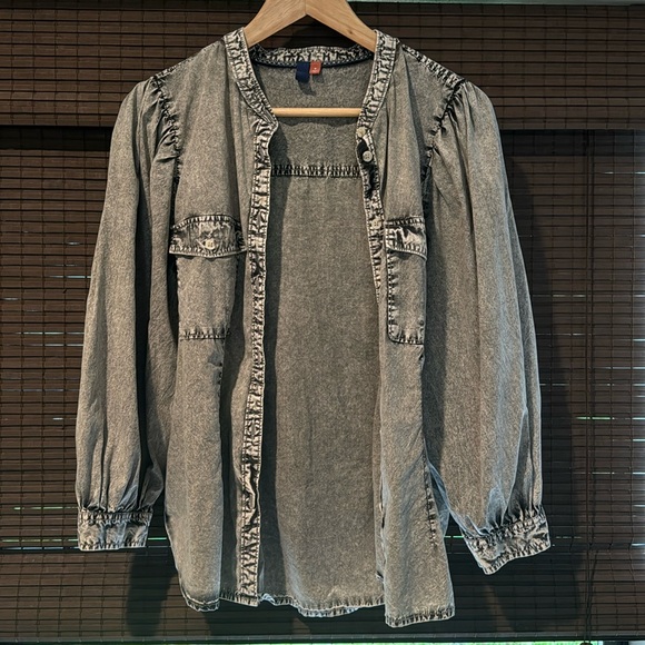 Western style grey denim button down, Pilcro/Anthropologie, Size M - Picture 1 of 4